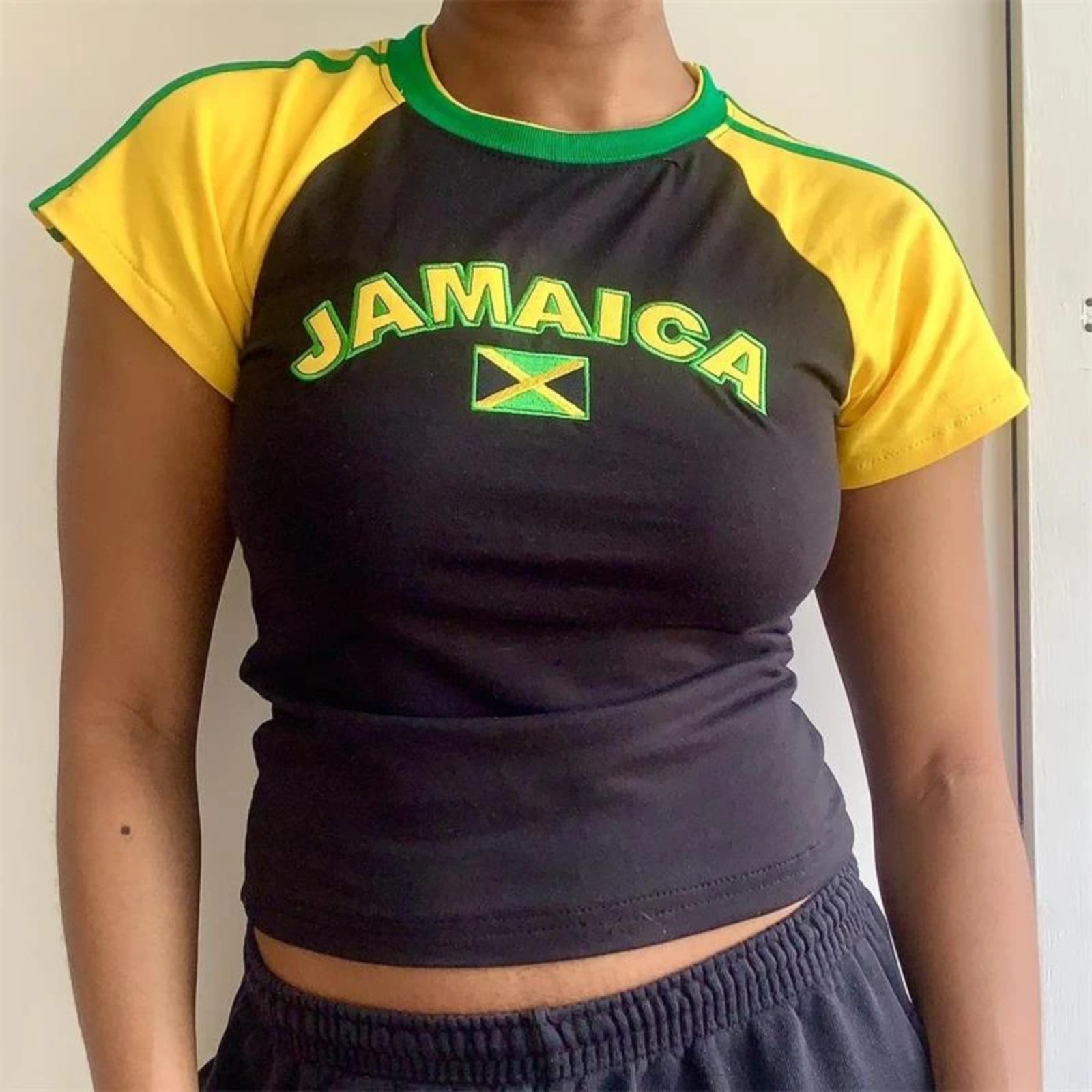 Baby Clothing Cheap - Women Aesthetic Jamaica Letter Print T-shirt